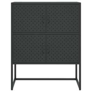 Mobiletto Alto in Acciaio Nero per Soggiorno 80 x 35 x 100 cm con Livellatori - Product Image 5