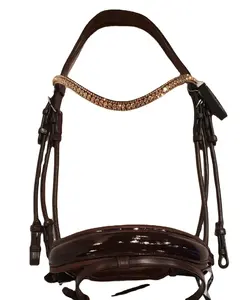 Exclusive Handmade Luxury Bridle With 3 Row Crystals And Patent Leather Soft Padded Bridle Indian Manufacturer Supplier