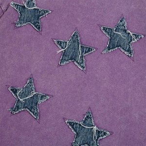 Customized 100% Cotton Jersey <b>Acid</b> Wash short Sleeves Star Patches Distressed Oversized <b>Drop</b> Shoulder Men's T-shirts - Product Image 4