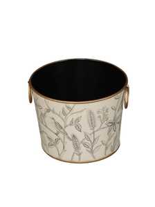 Corbeille à déchets en métal peinte à la main avec motifs botaniques | - Product Image 2