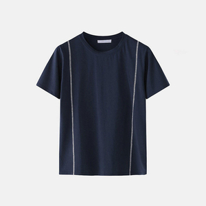 Men's Summer Terry Fabric Breathable Polyester/Cotton <b>Knitted</b> Seamless Fusing Digital Printed T-Shirt Shorts <b>Set</b> Solid Casual - Product Image 3