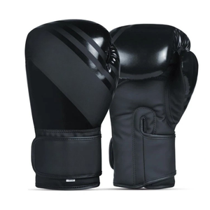 Gants d'entraînement de boxe en PU noir avec fermeture Velcro pour adultes de 14 ans et plus, design respirant, utilisation unisexe pour les arts martiaux - Product Image 3