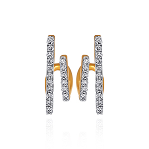 Twin Beam Diamond <b>Stud</b> <b>Earrings</b> Round Brilliant Cut Natural Diamond Minimalist Women's Everyday Wear Jewelry - Product Image 1