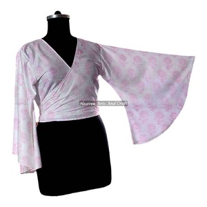 Tops de algodón vintage para verano, cómodos, con estilo, sexys, top corto de algodón y top de yoga, talla única, manga acampanada, informal, para fiesta. - Product Image 6