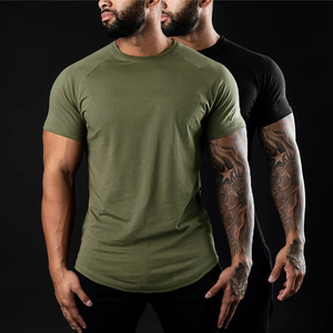 Men's <b>Raglan</b> Short Sleeve T Shirt Crew Neck Blank Sports Training Tee Custom Logo Fitness Workout <b>Top</b> - Product Image 3