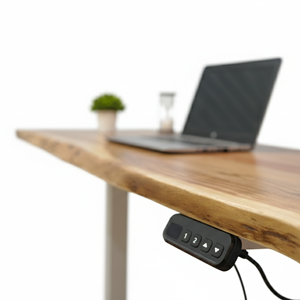 <b>Solid</b> <b>Wood</b> Top Metal Frame Memory Presets Digital Display Modern Ergonomic Durable Extendable Height Adjustable Live Edge <b>Desk</b> - Product Image 3