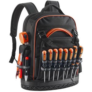 Mochila Portaherramientas Resistente de 64 Bolsillos con Base Moldeada y Compartimento para Portátil, Organizador de Almacenamiento para Electricistas - Product Image 3