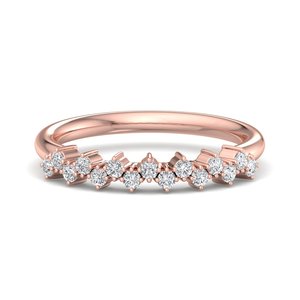 Anillo de boda apilable de lujo en oro rosa con diamantes redondos de talla brillante y piedras múltiples escalonadas, joyería de moda para mujer. - Product Image 2