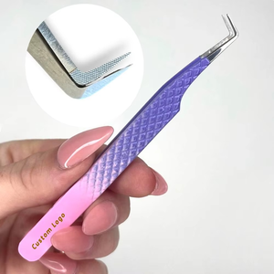 Fiber Tip Custom Logo Stainless Steel Lash Tweezers Thin Straight Volume Skinny <b>Boot</b> Tweezers for Lash Extension - Product Image 3