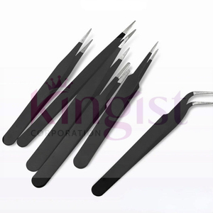 Custom 4-Piece Stainless Steel Handmade Eyebrow Makeup <b>Tool</b> Kit with Curved Slanted Pointed Eyelash Tweezers Set - Product Image 6