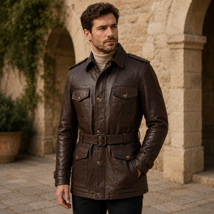 Wholesale Men Genuine Leather Hooded Jacket Biker Motorcycle <b>Coat</b> Stylish Winter Outerwear Custom Made OEM ODM Front - Product Image 6