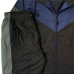 Unisex Black Hooded Breathable Solid Tracksuit Set Full Sleeve Zipper Closure Windproof Casual Sporty Style Lightweight - Product Image 6