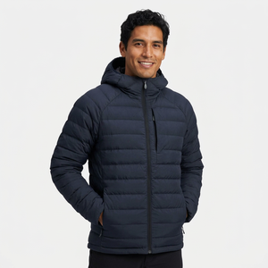 Veste d'hiver matelassée à capuche pour homme, coupe-vent, décontractée, fermeture éclair sur le devant, couleur unie, épaisse, coupe classique - Product Image 6