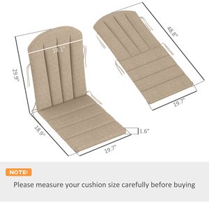 Ensemble de 4 coussins de chaise Adirondack beige à dossier haut avec attaches, mousse haute densité pour usage extérieur - Product Image 3