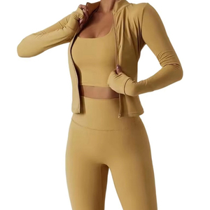 OEM Custom Fitness Yoga Wear Women Top Sports Athletic Jacket Black <b>Zip</b> <b>up</b> Gym Jacket Top Selling Yoga Jacket - Product Image 3