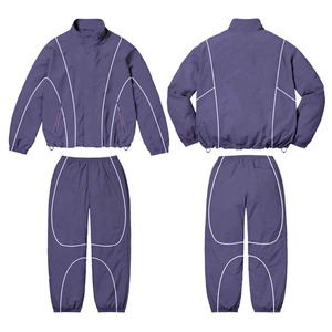 Custom Men's Nylon Windbreaker Tracksuit Zip Up Reflective Stripe Jacket and Pants Water Resistant <b>Set</b> - Product Image 3