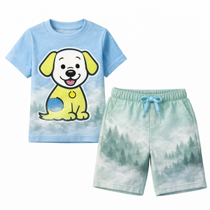 Conjunto de Ropa de Verano para Niños, Top y Pantalones Cortos, Transpirable, Informal, Talla Personalizada, Plan de Producción Flexible - Product Image 1