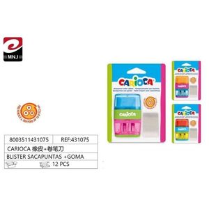 Gomma da Cancellare Carioca con Temperino, Confezione Blister da 12 Pezzi, Cancelleria Scolastica - Product Image 1