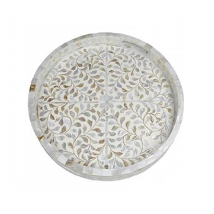 Imperial Crafted Home Handmade <b>MOP</b> Serving Tray <b>Handle</b> Geometric Pattern Horizontal Design Modern Decorative Single-piece - Product Image 5