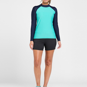 Camiseta de Protección Solar de Manga Larga para Mujer |   Camiseta de Compresión para Yoga con Cuello Redondo para Mujer, Traje de Baño para Dama, Protección UV - Product Image 3