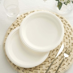 Durable Eco Plates Shapes Sugarcane Bagasse Biodegradable Fiber Microwave <b>Freezer</b> Safe Customizable Size Color Modern Plates - Product Image 1