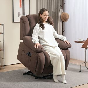 Poltrona Reclinabile Elettrica Marrone con Massaggio Vibrante, Riscaldamento e Porte USB per Adulti - Product Image 2