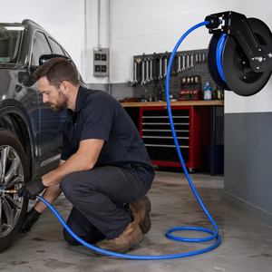 Premium Air <b>Hose</b> Reel <b>Wall</b> <b>Mount</b> 3/8 in x 50 ft Garden <b>Hoses</b> Auto Rewind Spring Driven 300 PSI Workshop <b>Hose</b> GAPGAR013 - Product Image 1
