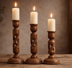 Porte-bougie au design attrayant, support de bougie en bois naturel pour la décoration intérieure, support de bougie durable pour l'éclairage - Product Image 3