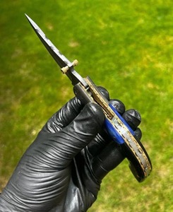 OEM Handmade Industrial/DIY Grade Utility Camping Pocket Folding <b>Knife</b> 7.5 Inch Damascus Steel <b>Bone</b>+Horn <b>Handle</b> Quick-Change - Product Image 6