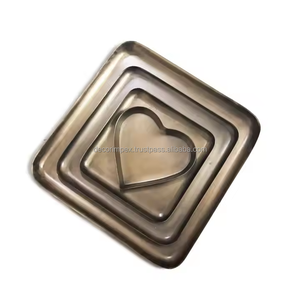 Plateau de service en aluminium antique plateaux de fruits rectangulaires de luxe plateau de service décoratif à l'aspect industriel brut - Product Image 4