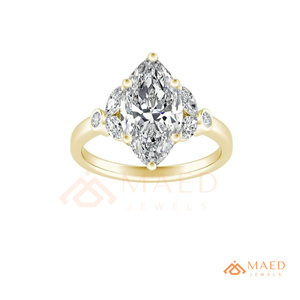 Bague en moissanite taille poire pour femme, bague de fiançailles en or, bijou de promesse nuptiale avec halo, cadeau pour anniversaire - Product Image 5