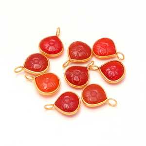 Natural Carnelian Flower Pendant 925 Sterling <b>Silver</b> Gemstone Pendant Hand Carved Heart Charm For Jewelry Making Wholesale Bulk - Product Image 1