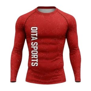 <b>Red</b> Long Sleeve Compression <b>Shirt</b> Athletic Training Gym Workout Breathable Quick Dry Performance Sportswear Custom Activewear - Product Image 1