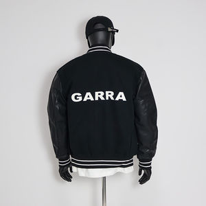 Blousons universitaires en chenille brodée avec manches en cuir, personnalisables, style Letterman, pour le baseball universitaire, streetwear unisexe, vente en gros, devant - Product Image 3