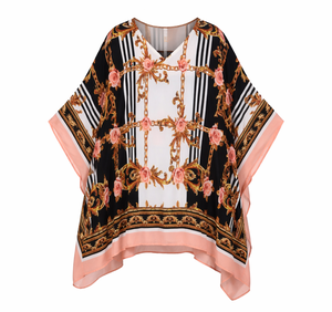 Vestido Kaftán Mini de Playa Bohemio, Ecológico, de Satén de Viscosa con Estampado Digital, Cuello en V, Transpirable y Asimétrico - Product Image 2