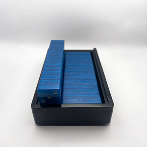 Jeu de dominos en résine bleue fait main, boîte noire brillante, décoration artistique pour la maison, cadeau artisanal, jeux, boîte cadeau écologique, couleur personnalisée - Product Image 2