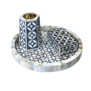 Juego de quemadores de incienso clásicos de madera |   Porta Incienso Artesanal con Copa de Latón |   Bandeja con Incrustaciones de Madreperla para Decoración del Hogar Árabe - Product Image 2