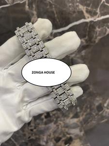 Montre mécanique de luxe entièrement sertie de diamants Moissanite VVS1, en acier inoxydable, mouvement japonais entièrement automatique - Product Image 3