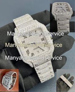 Moissanite Diamond Iced <b>Square</b> Glass Watch Two Tone Stainless <b>Steel</b> Automatic Movement 10 <b>Bar</b> Water Resistant Moissanite - Product Image 1