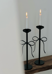 Elegant Metal Candle <b>Holder</b> Set with <b>Bow</b> Design Decorative Taper Candle Stand Table Centerpiece Home Wedding Event Decor - Product Image 2