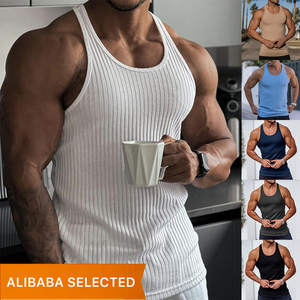 <b>Men's</b> Sleeveless Gym <b>Vest</b> Breathable Workout Muscle <b>Stringer</b> Cut-Off Y Back Tank Tops 3D Fitness Pattern Wholesale Private Label - Product Image 3