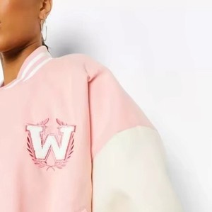 Premium Women Varsity <b>Jacket</b> Custom Letterman Baseball Coat Wool <b>Leather</b> Sleeve Fashion Wear OEM ODM Sample Service - Product Image 4