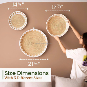 Panier mural décoratif en jonc de mer tressé, style Art Déco, pour anniversaire, extra large, D22 pouces, 19 pouces, 15 pouces - Product Image 3