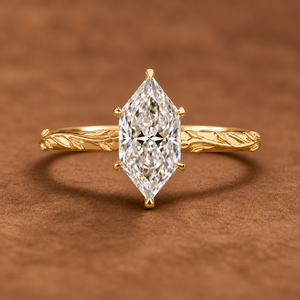 Dutch Marquise Cut Lab Grown Diamond 14K 18K Gold <b>Vine</b> <b>Leaf</b> Engraved Ring 1.00-3.00Ct DEF VVS IGI Certified Wedding Ring OEM ODM - Product Image 1