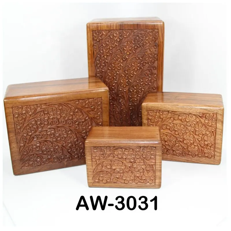 Urnas de madera de palisandro talladas a mano, urnas conmemorativas de madera de árbol de la vida, Último precio al por mayor
