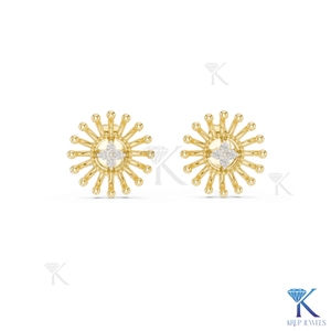 KRUP JEWELS Boucles d'oreilles clous Sunburst Starburst Flower en or massif 14K 18K, bijoux de luxe pour femme, pour mariage et soirée - Product Image 4
