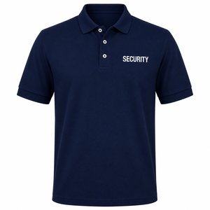<b>Security</b> Guard <b>Uniform</b> Polo <b>Shirt</b> Men's Short Sleeve Solid <b>Navy</b> <b>Blue</b> Cotton Workwear Custom Logo All Seasons - Product Image 1