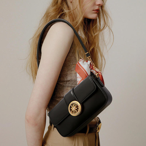 Sac à bandoulière élégant en cuir véritable marron 2026, design demi-lune, sacs à main tendance pour femmes - Product Image 6