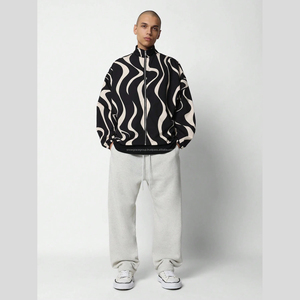 Conjunto de chaqueta de chándal de nailon de lona Premium con logotipo personalizado ODM cortavientos con cuello levantado y cuello embudo con cremallera de ajuste Regular Swirl Spring - Product Image 2