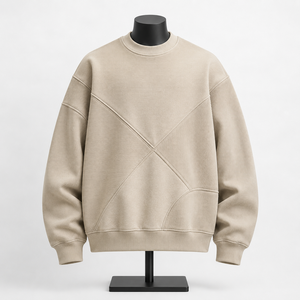 Sweat-shirt à col rond beige pour homme, pull en molleton personnalisé, fabricant OEM, 100% coton, respirant, écologique, coupe classique - Product Image 1